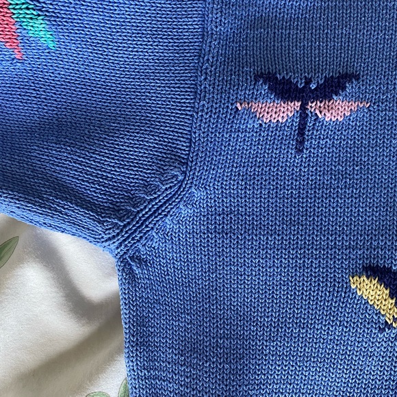 Vintage cotton blue dragonfly sweater jumper - Picture 9 of 16